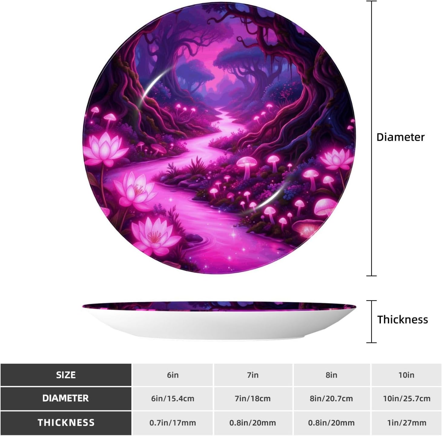 Enchanted Rose Pathway Style Ceramic Plate Display Decorative Plate With Stand Wall Hanging Plate For Home Decor 10 Inch
