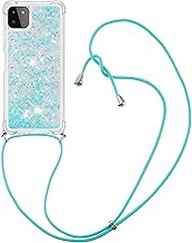 IMIRST Lanyard Housse pour Samsung A22 5G Coque, Bling Liquide Paillette Silicone Antichoc Kawaii Etui Housse avec Cordage Lanyard Case pour Samsung Galaxy A22 5G. LP Star Blue