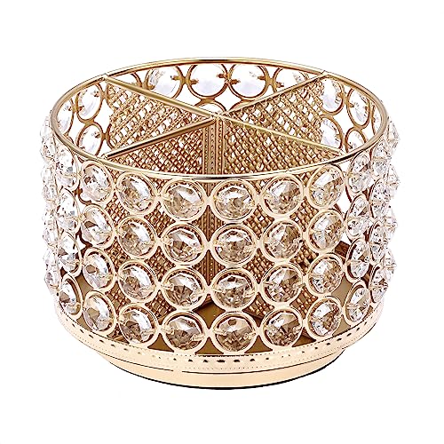 SUMNACON Metal 360 Degree Rotating Desk Organizer Holder with Crystal Beads