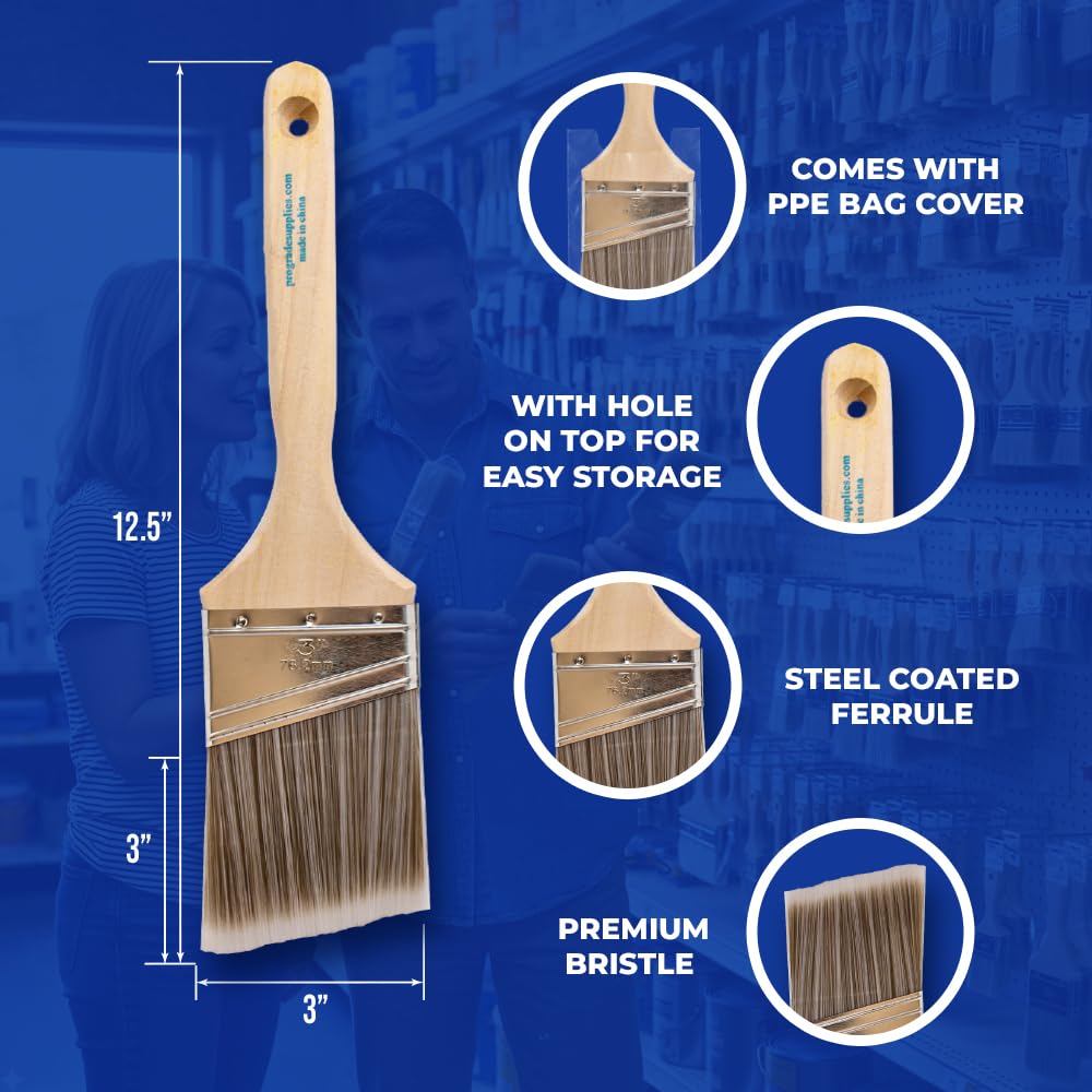 Pro Grade Angle Paint Brushes - 2 Pack -2