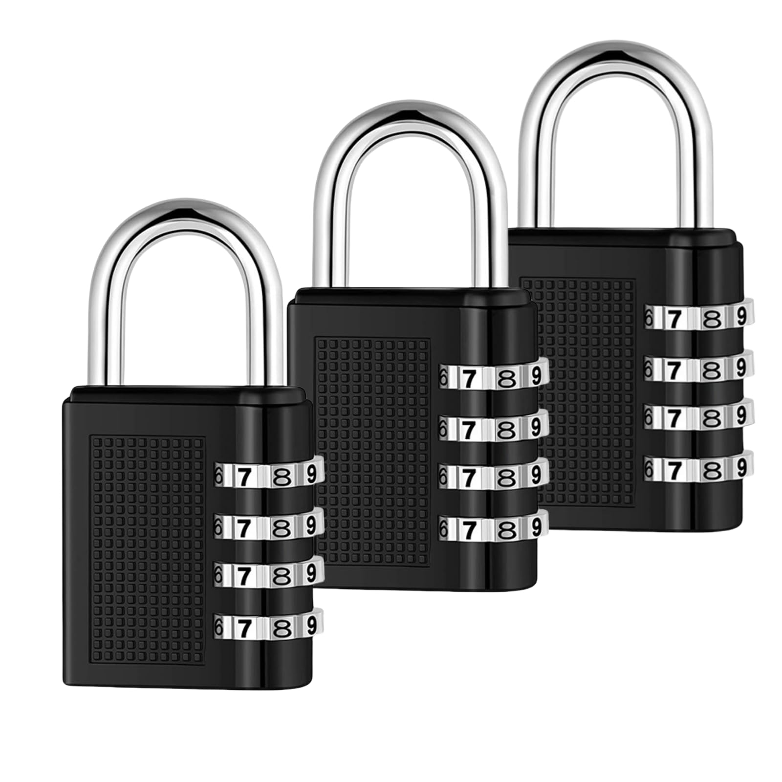 Hrlork Black Combination Padlock 3 Packs School Locker Lock Outdoor Weatherproof Digit Padlock Resettable Code Lock