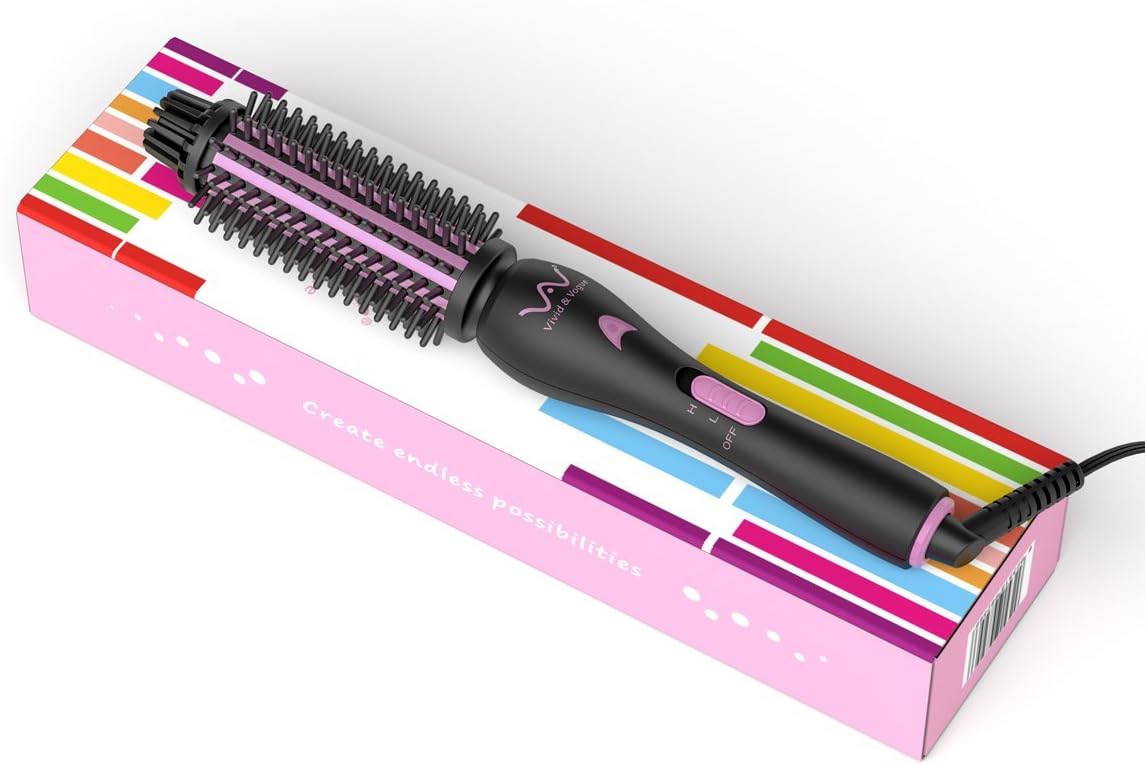 VAV 3 in 1 Styling Tool Curling Iron & Hair Straightener Brush 2 Heat Settings Anti-Scald Ceramic Heated Hair Styling Brush for Natural Straight - Image 4