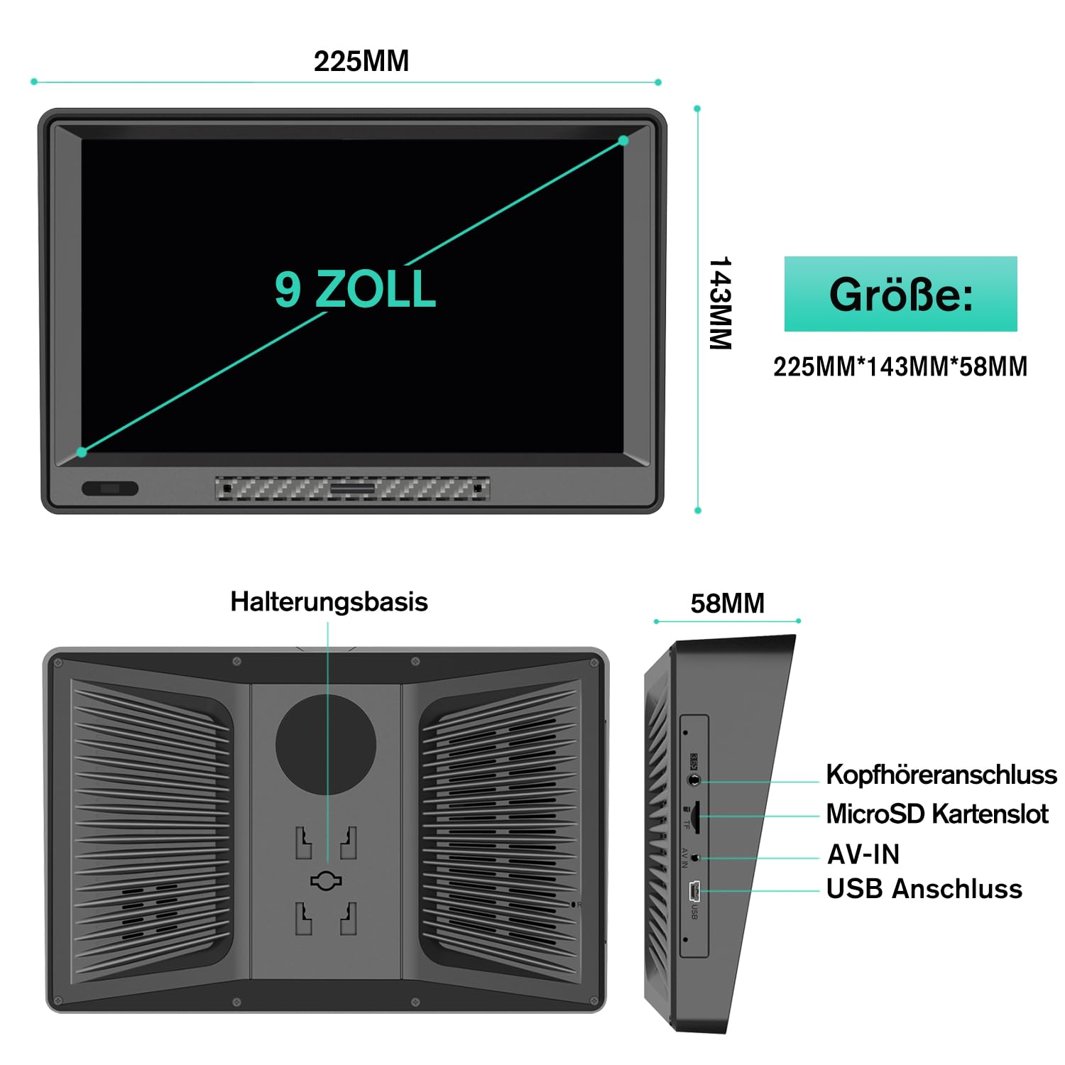 AWESAFE Bluetooth Navigationsgeräte mit 9 Zoll Touchscreen, GPS Navigation für LKW PKW KFZ, 2023 Europa Karten