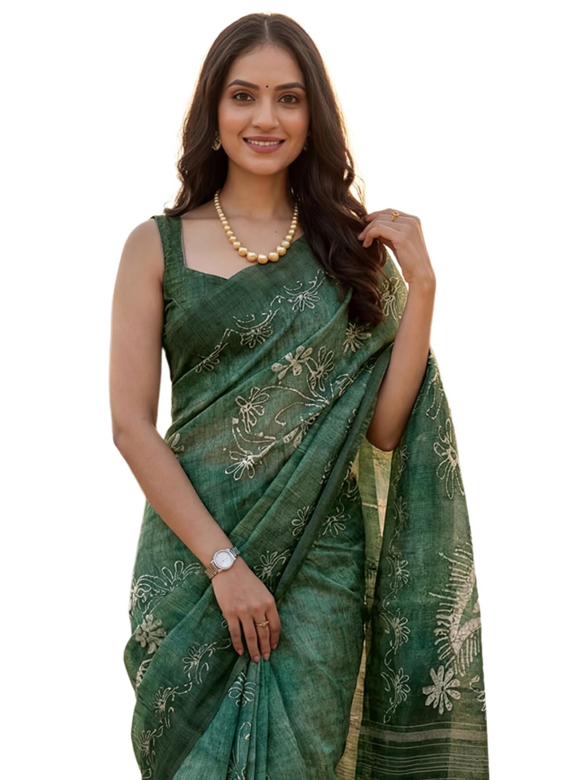 satrani Women's Cotton Silk Printed Ready To Wear Saree with Unstitched Blouse Piece-picture-18
