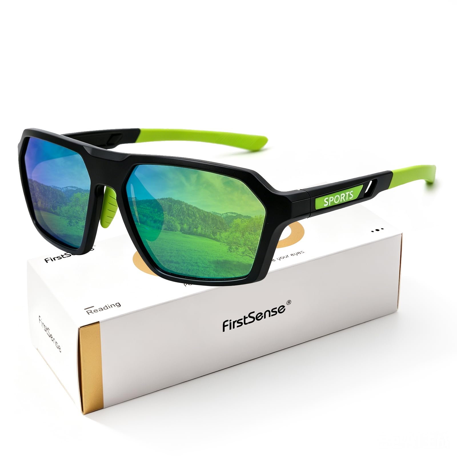 firstsense Polarised Sunglasses for Men Women, UV400 Protection TR90 Ultralight Frame, Sports Sunglasses for Cycling Golf Fishing Running Driving, Outdoor Activity Eyewear With Hard Case