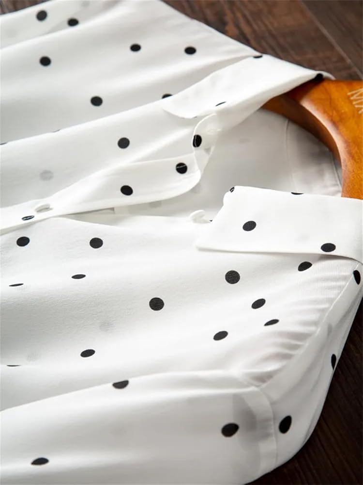 トップス THEORY Polka Dot Silk Blouse In White THEORY Polka Dot Silk Blouse In White
