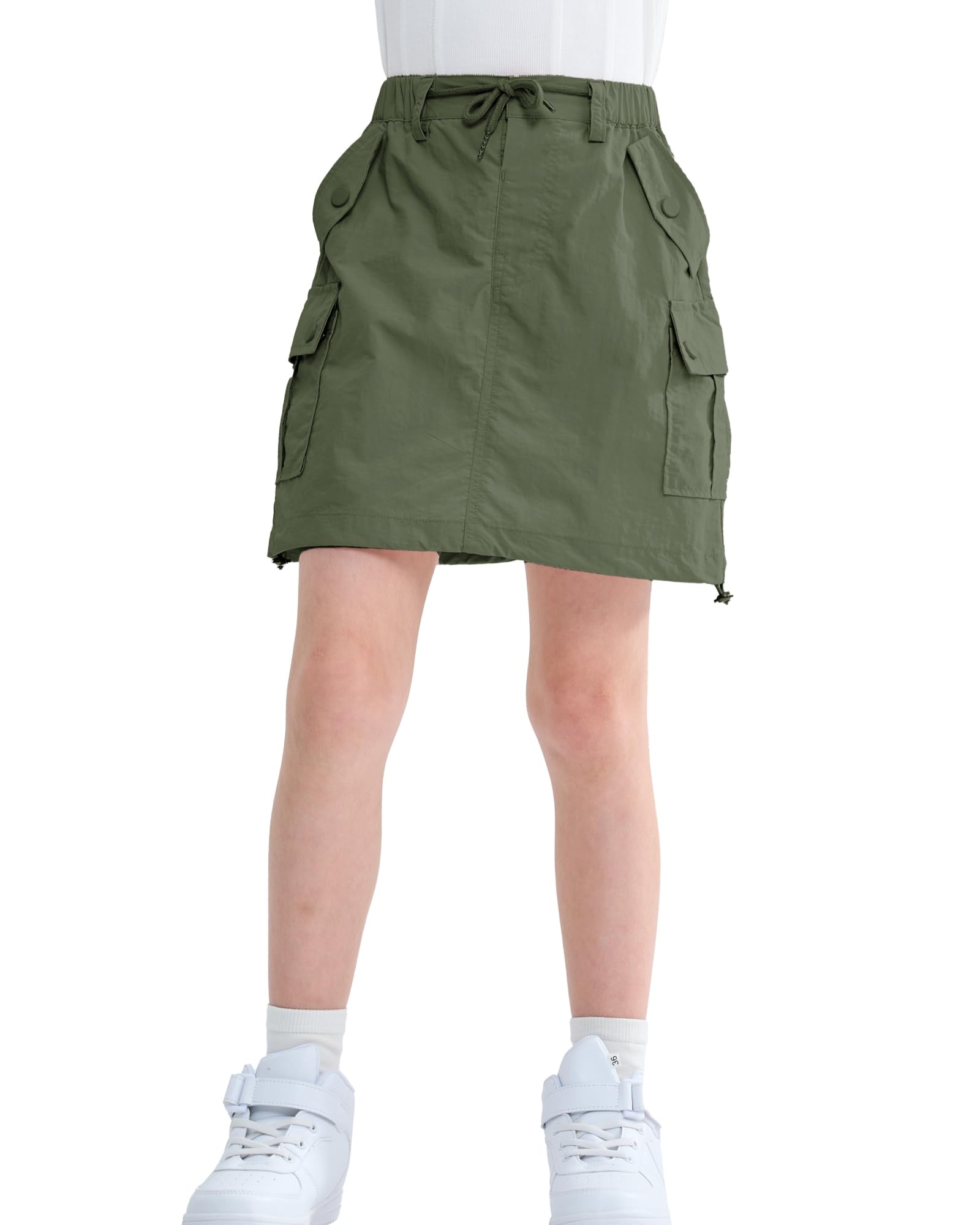 Rolanko Faldas para Niñas Pantalones Cortos Interiores con Bolsillos, Paracaídas Ajustable Cargo Sport Skort con Cintura Elástica