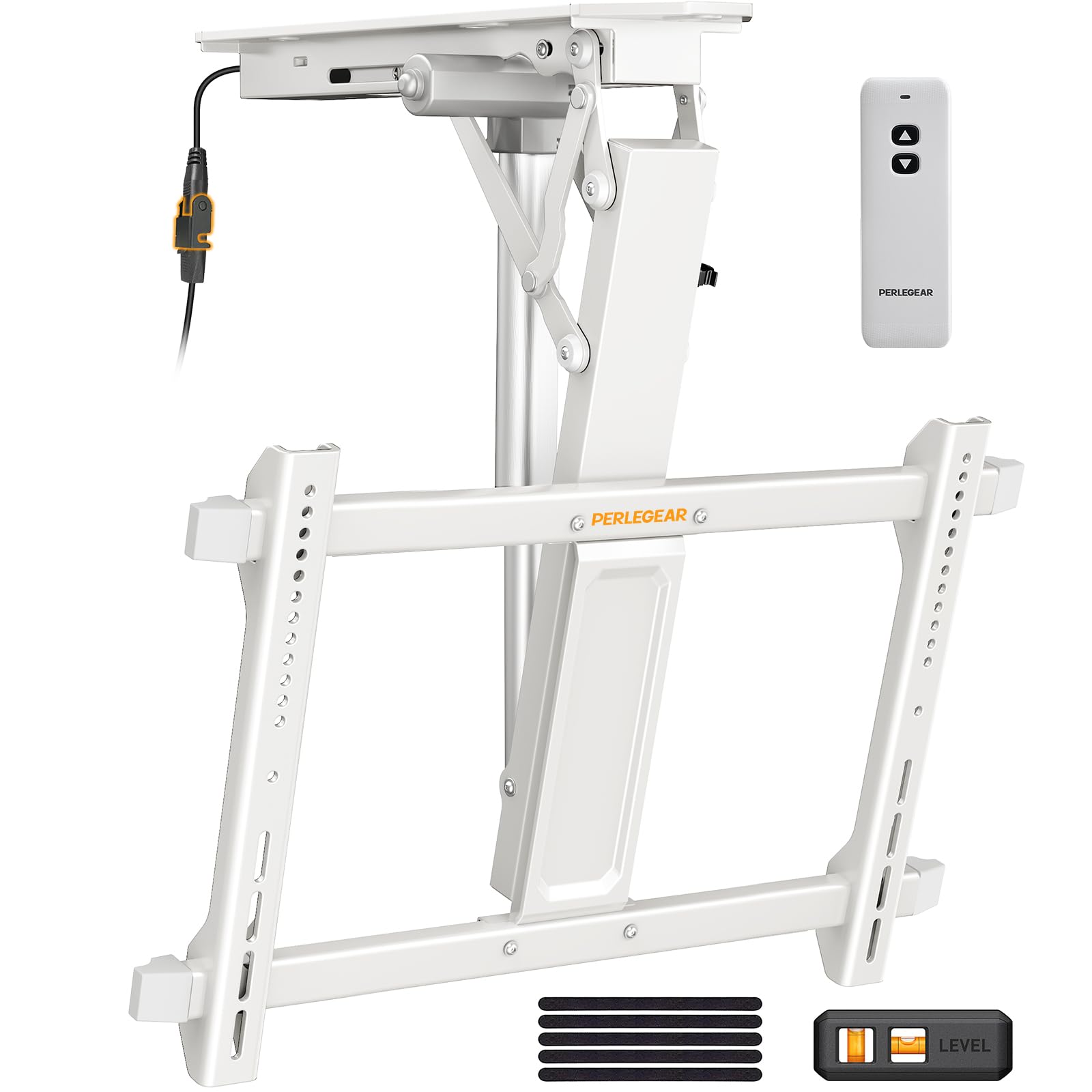 Perlegear Electric Ceiling TV Mount with Remote for 32-70 inch Flat and Curved Screen TVs up to 88 lbs, Max VESA 600x400, Motorized TV Ceiling Mount