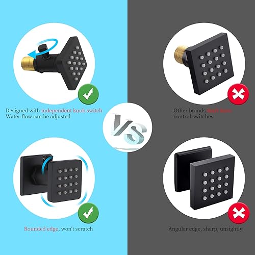 Miniatura 3 de Spray corporal de ducha de latón macizo, chorros de masaje de montaje en pared, cabezal de ducha negro mate que puede girar, el flujo se puede