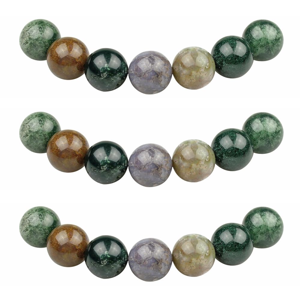 MJDCB Natural Round Stone Beads 6mm India Agate Loose Gemstone Beads for Jewelry Making Bracelet Necklace 60pcs