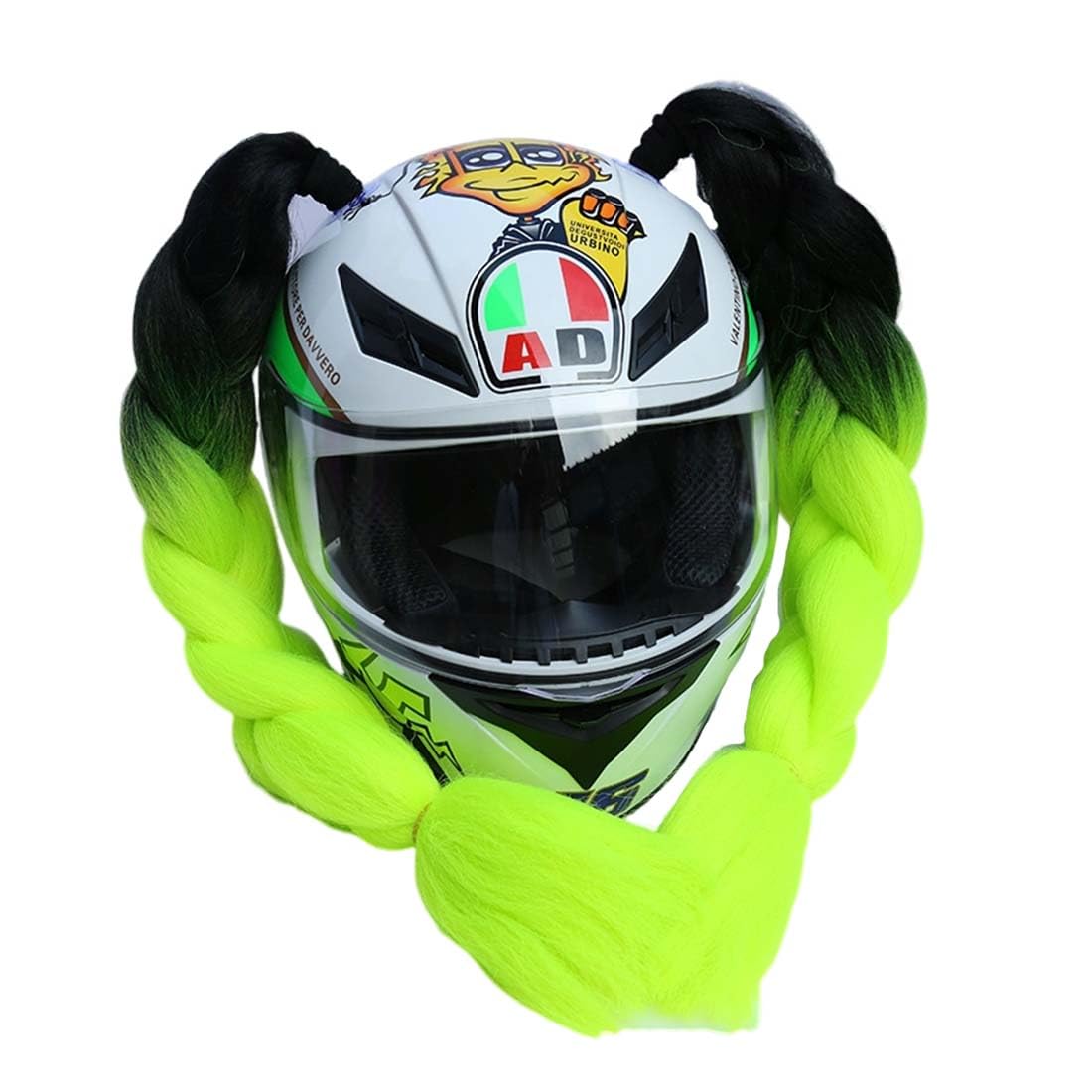 Pigtails Gradient, tresses pour casque de moto, accessoires pour casque, dégradé noir à vert