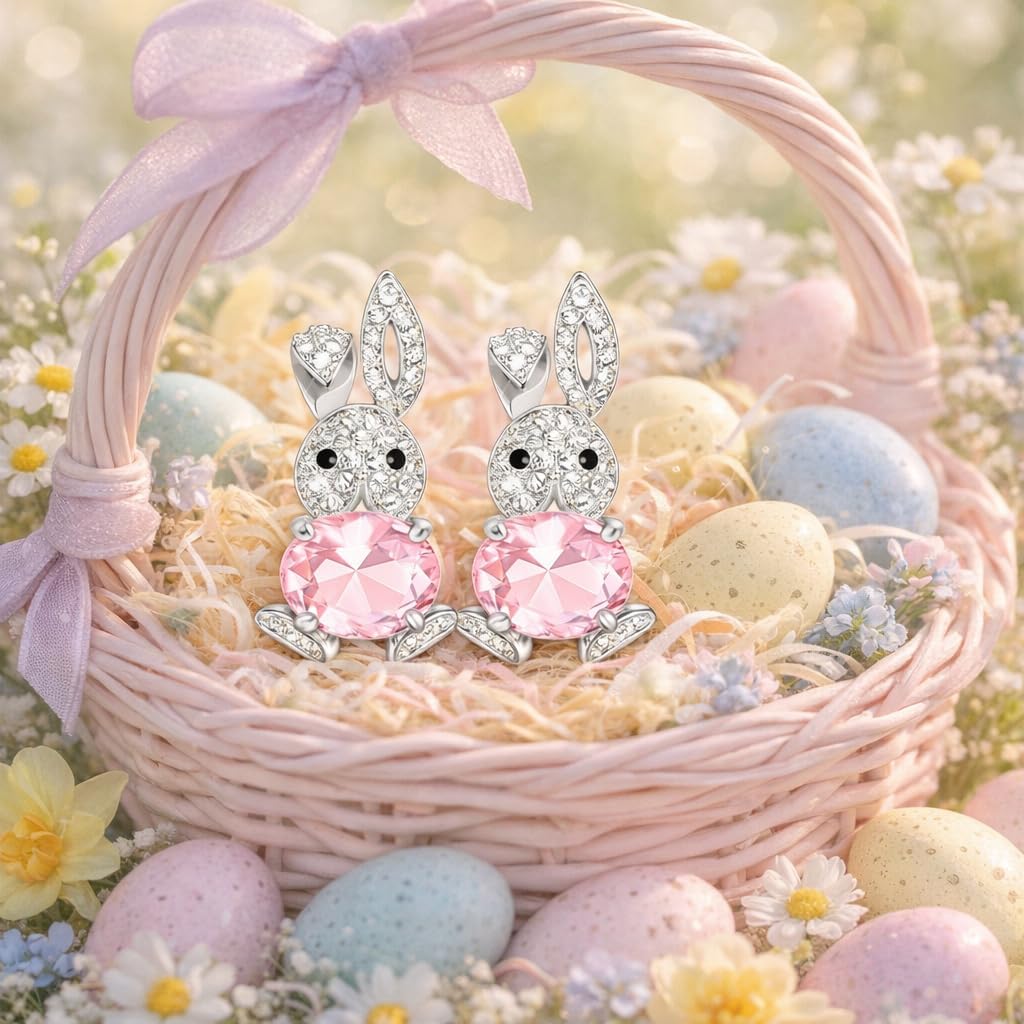Easter Earrings Basket Stuffers Easter Jewelry Outfit Women Sparkly Bunny Stuff Jewelry Ear Jacket Earrings Gifts for Adults - Image 3