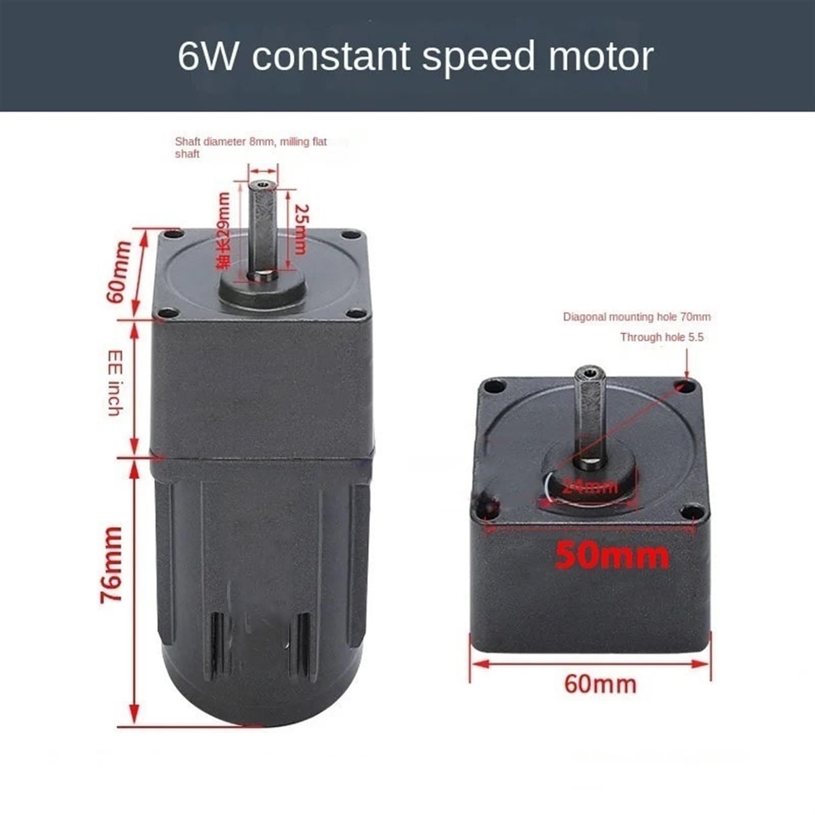 Motorreductor de velocidad constante monofásico 2IK6GN-C, 6 W, 60 x 60 mm, 220 V CA Reducción de par(60K 22.5RPM)
