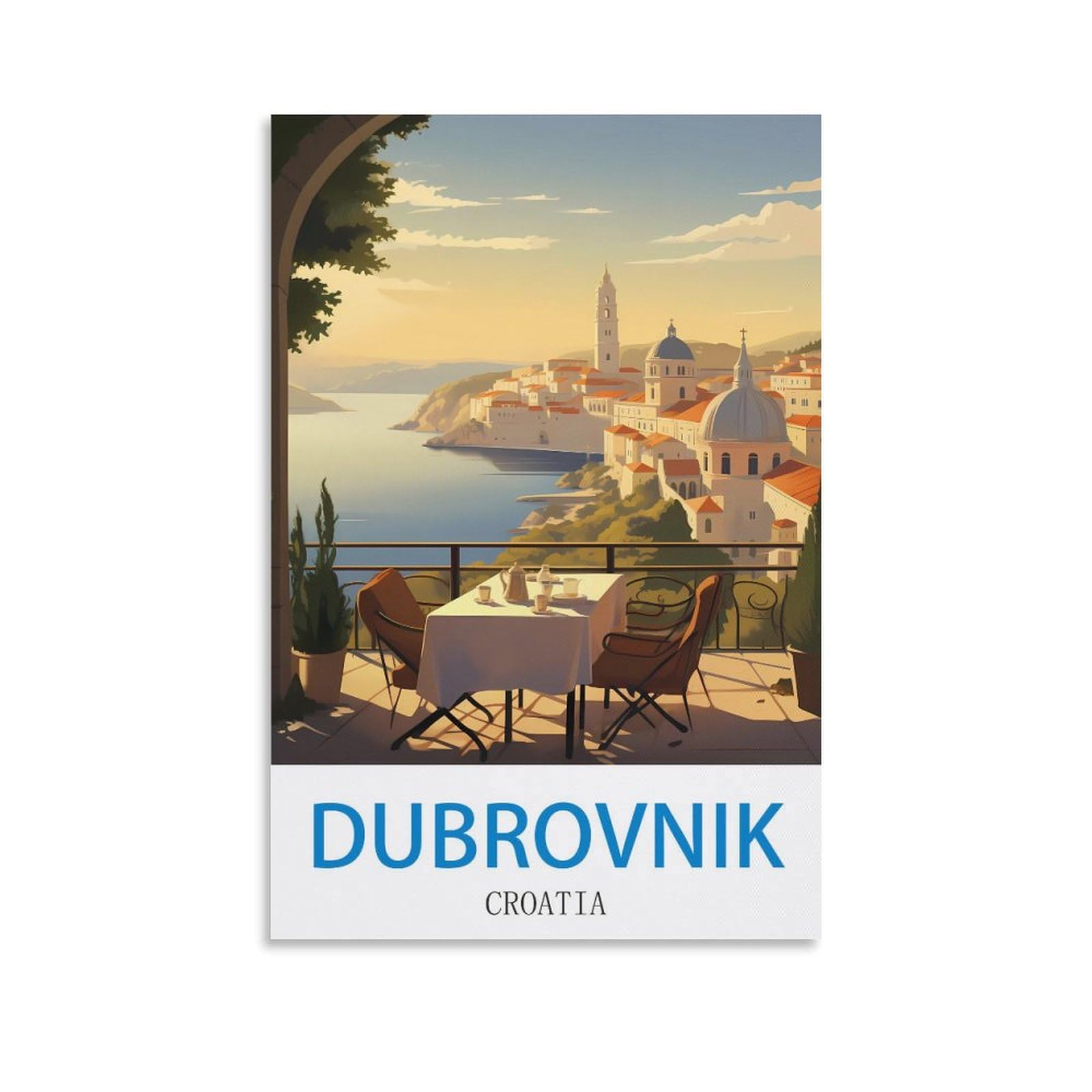 Heybox Unframe-Style Dubrovnik Croatia Vintage Travel Poster 08X12inch(20X30cm) Canvas Prints Wall Art Paintings For Home Office Living Room Decor