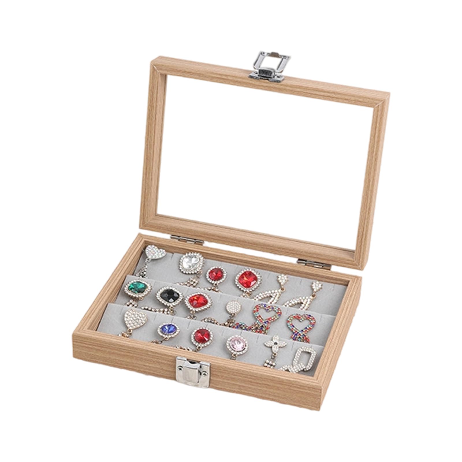 YPBEW Wood Jewelry Case with Covers Necklace and Rings Organiser with Dustproof Lid Elegant Women Accessories Storage Box Jewelry Holder