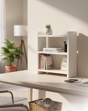 Masa  st  Kitapl k Raf , Beyaz, Suntalam, 43,6 x 18 x 50 cm, Modern Stil, 2 Rafl  Mini Dolap