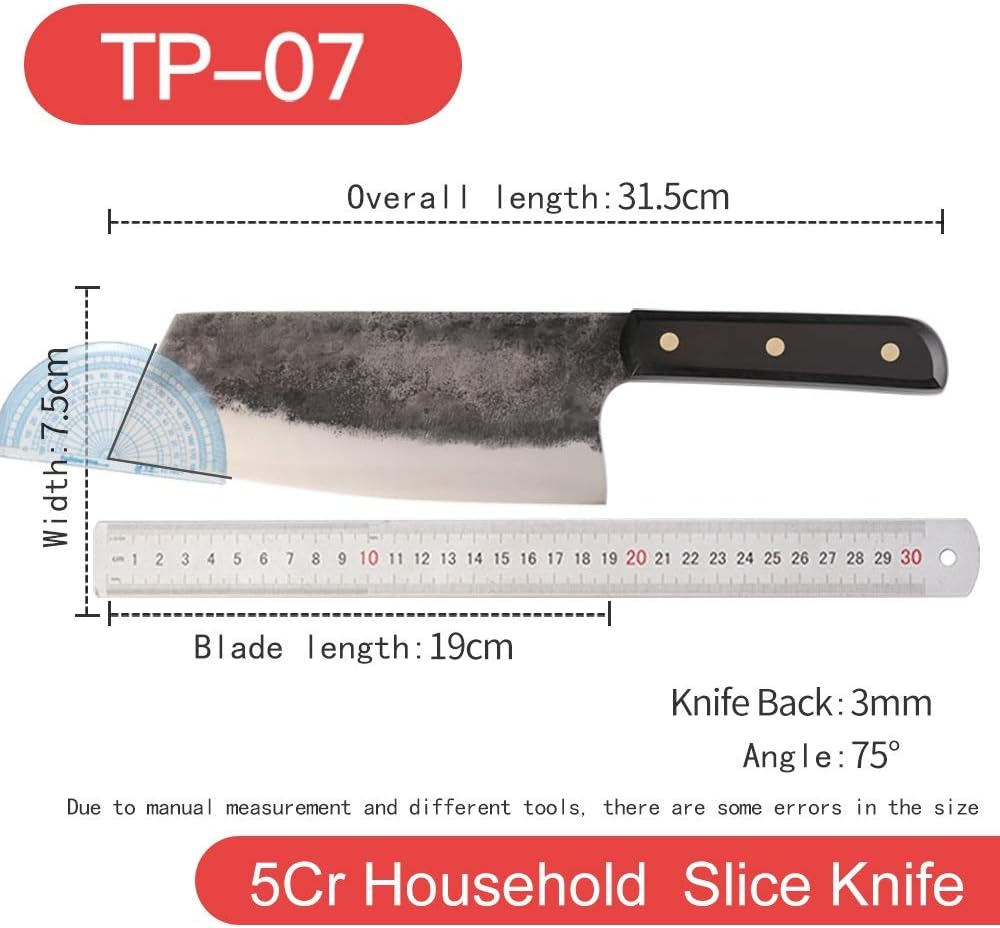 MAYiT Meat Cleaver Knife, 7.5 inch 5Cr15Mov Blade Carbon Steel slicer 60 Degree Angle Knife Tip Chinese Vegetable Knife