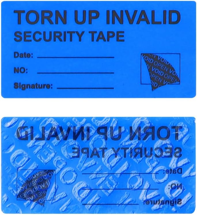 100pcs Tamper Evident Security Stickers Tape Resistant Labels Seals Safety Prevent Opened Void (2.5x5cm Marked on Sticker Blue)