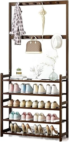 KNOKR Shoe Rack, Multi-Functional Hangers Simple Shoe Rack Storage Rack Bamboo Indoor Shoe Cabinet Storage Rack Multi-Layer Economic Clothing and
