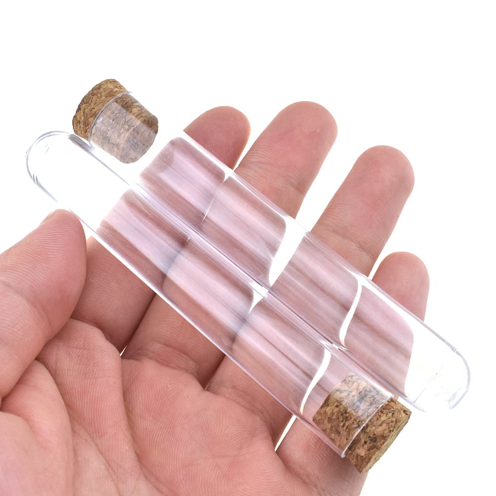 Acoeitl Clear Plastic Test Tubes with Cork Caps Visible Vials Easy Mark