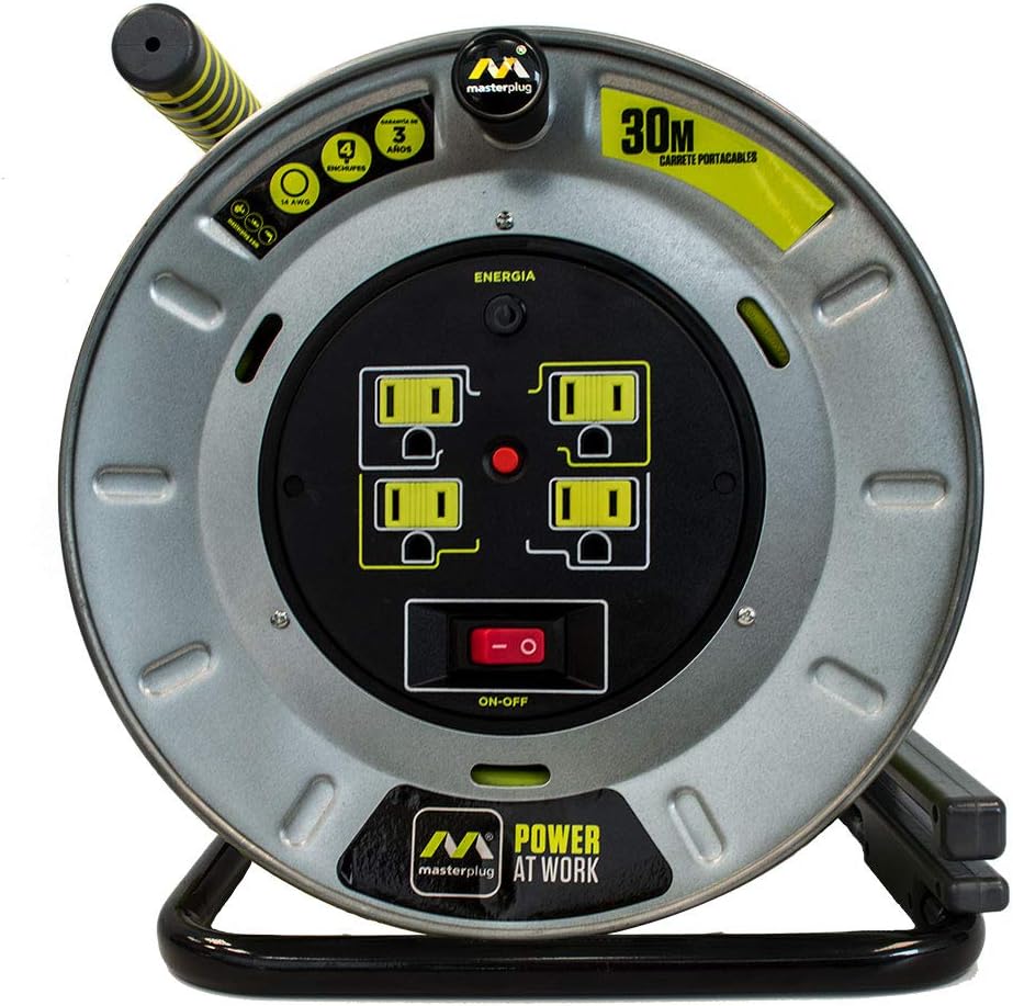 Masterplug Extensión Eléctrica de 20 Mts Tipo Carrete, Calibre 14 AWG