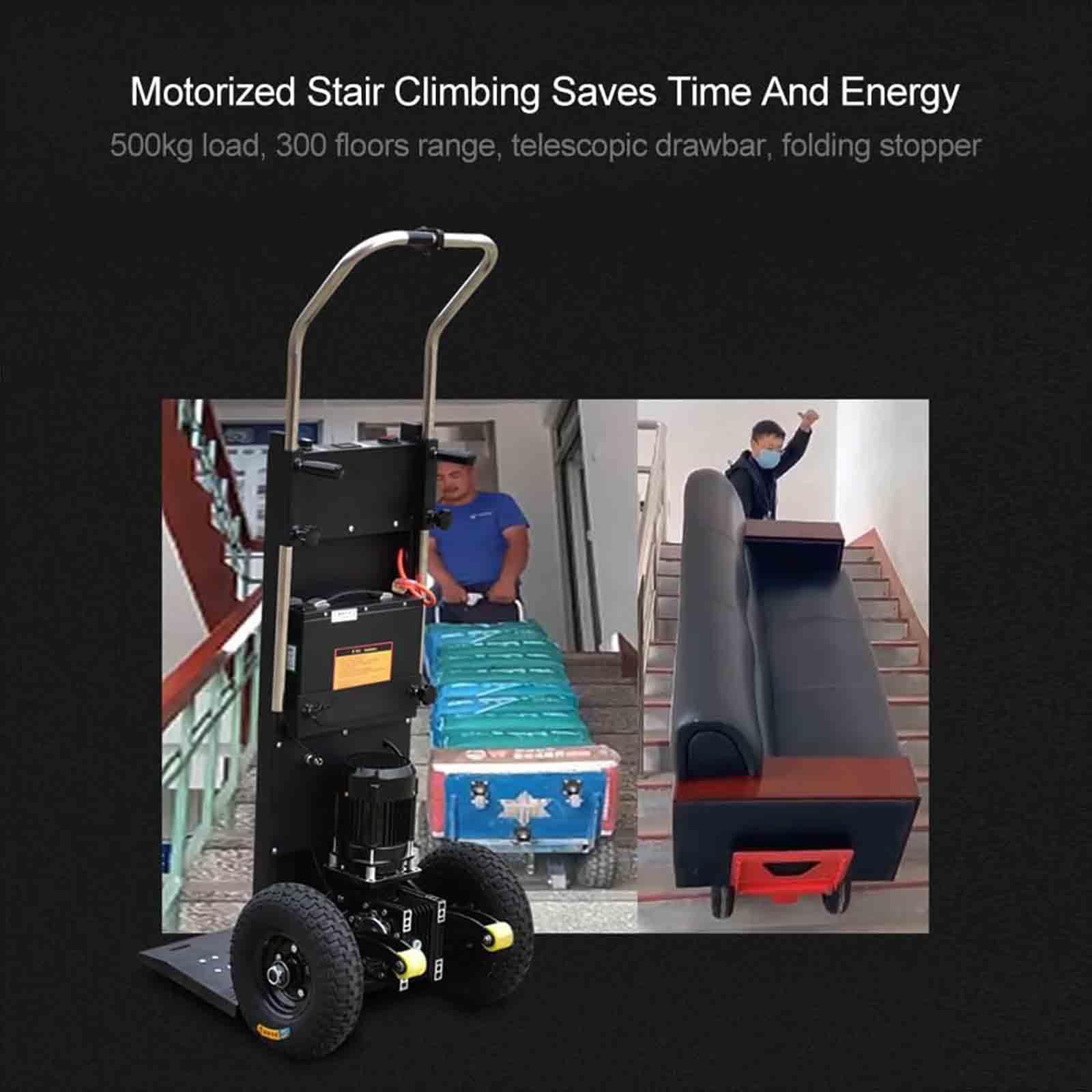 Montascale elettrico, 1200 W, resistente carrello con batteria rimovibile, capacità di carico 400 kg, maniglia telescopica per scale dritte e curve, facile trasporto di carichi pesanti