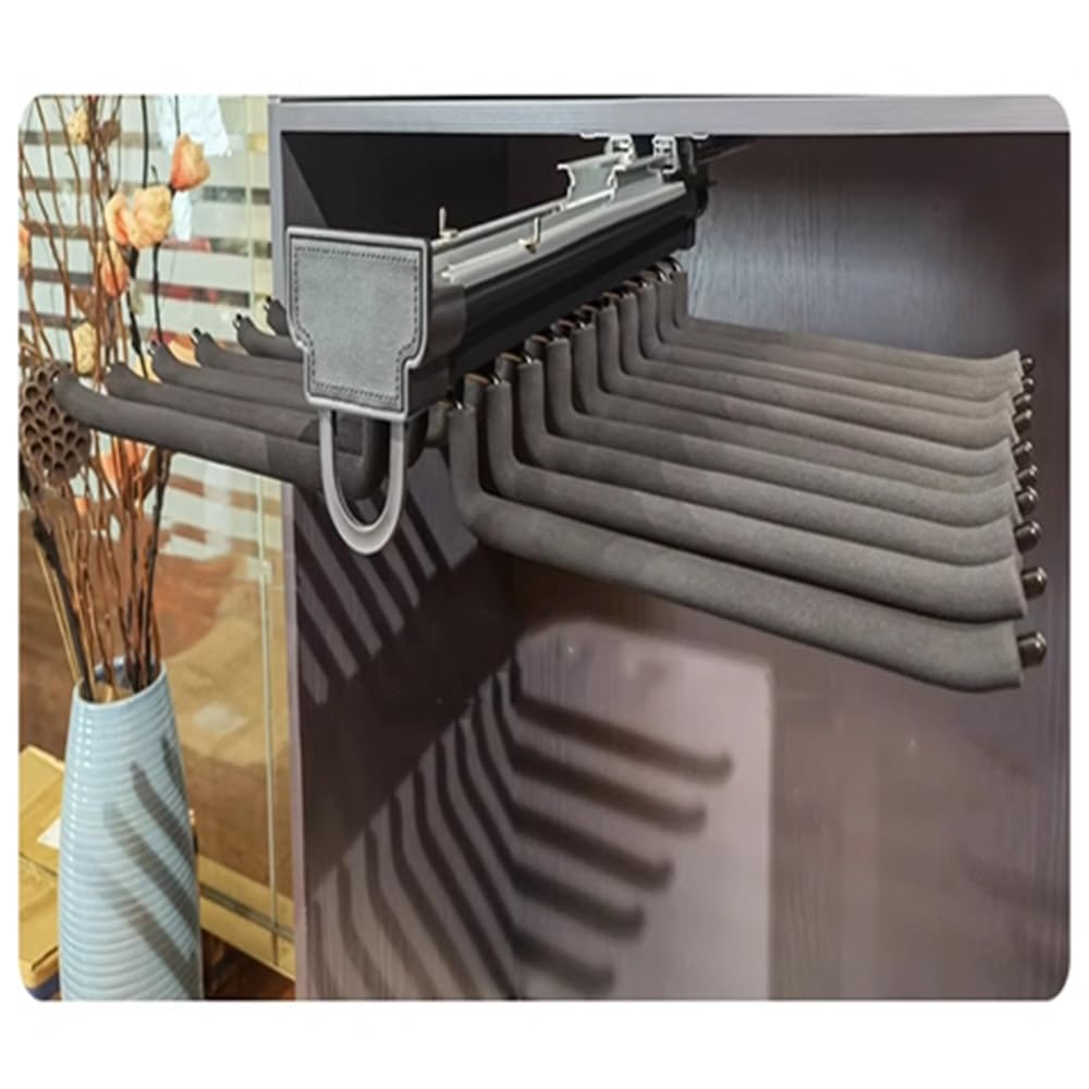 WMYYZYQ Extendable Pants Rack Hanger Bar for Closet, 18 Arms Jean Hangers, Space-Saving Wardrobe Pants Organizer, Versatile Pull-Out Design for Efficient Stor,B-41cm-18 Arms