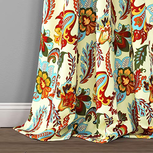 Lush Decor Room-Darkening Window Curtain Panels, 2-Piece, Neutral (95' x 52') Zara Jacobean Raumverdunkelungs-Fenstervorhang, 2-teilig, (241,3 x 132,1 cm), Polyester, 95 in x 52 in