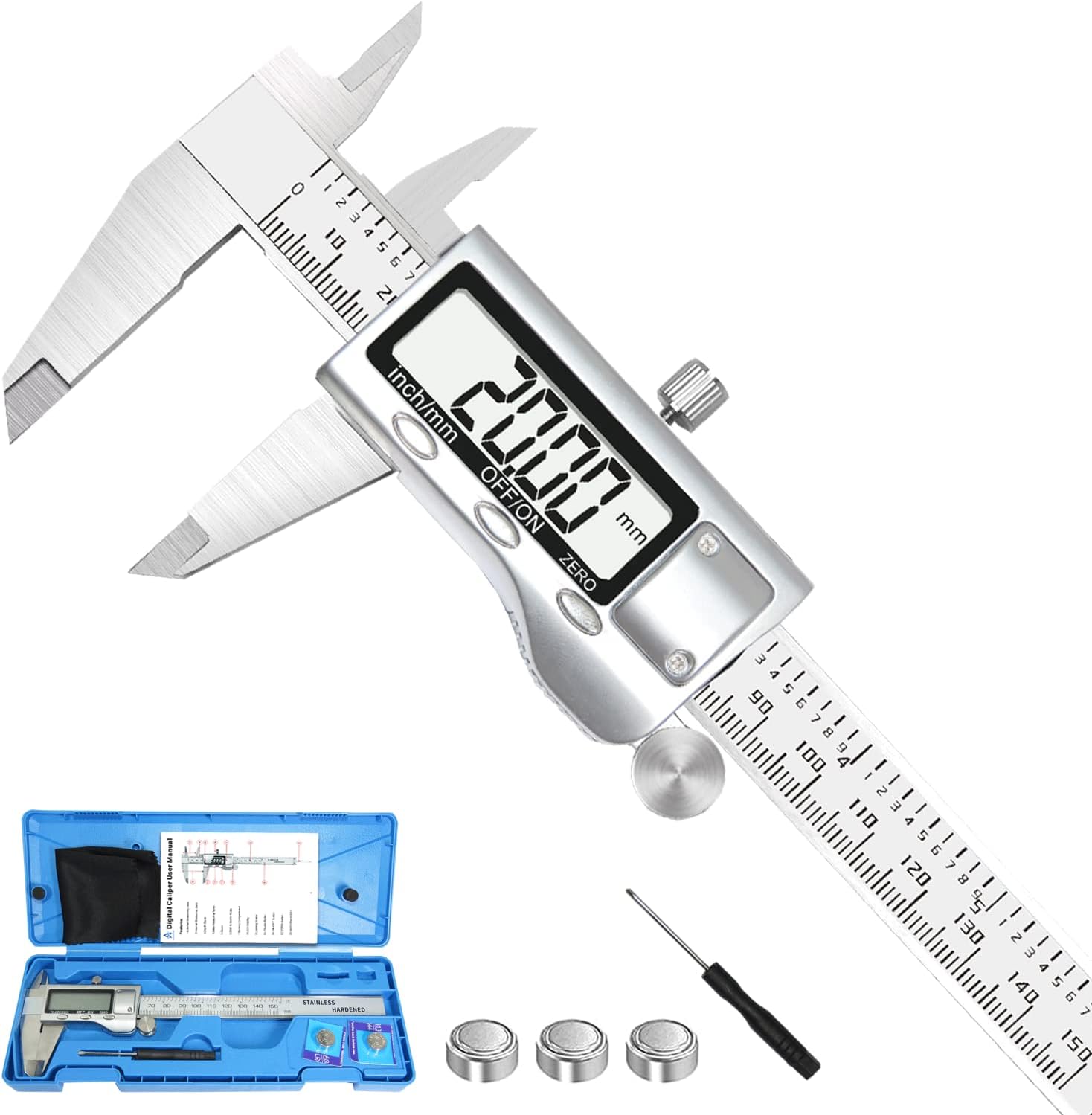 6 Inch Imperial Digital Calipers with Fractions Wixey