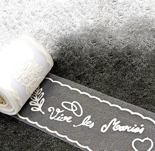 Tulle Vive les mariés 8 cm x 10 m-blanc