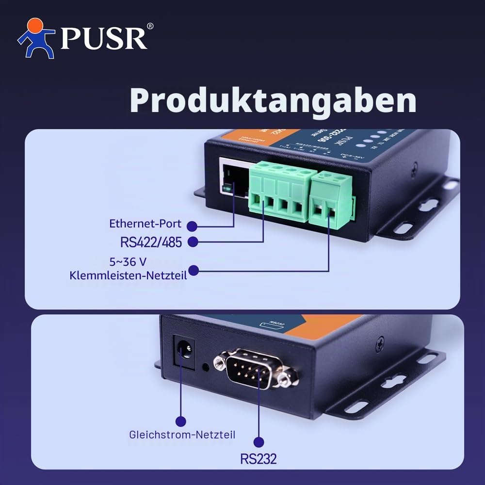 USR-TCP232-306 Modbus Gateway RS485 RS232 RS422 zu Ethernet TCP Serielle zu Ethernet Datenübertragung