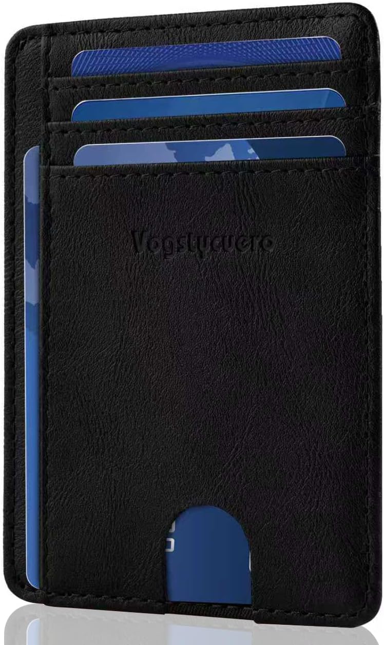 Front Pocket Thin Wallet for Men Women RFID Blocking Credit Card Holder Card Cases Slim Minimalist Wallet with Gift Box (Alaska Black)