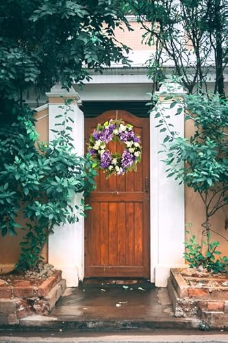 Summer Wreaths For Front Door Green Plant Purple Hydrangea Weaths 18 Inch On Grapevine Base, Perfect For Spring Wreaths Outdoor,Indoor And Farmhouse Decoration #TOP6