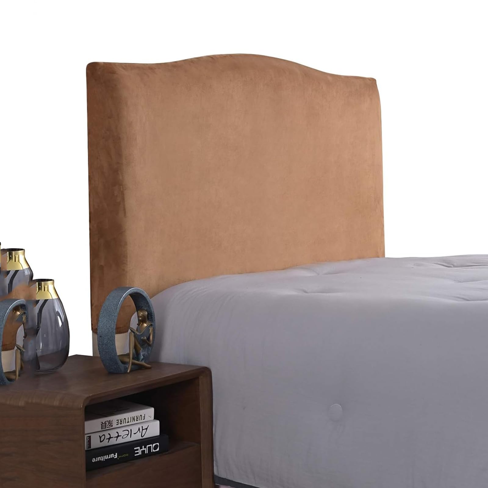 Headboard Covers,Bed Velvet Slipcover For Single/King/Double,All-inclusive Stretch Protective Dustproof Cover For Beds Solid Color Thicken Quilted Washable(120cm (headboard length 110-140cm),Brown)