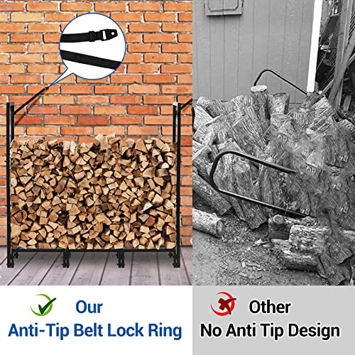 Labonida 4Ft Heavy-Duty Metal Firewood Rack, Outdoor & Indoor Wood Storage Holder, Sturdy Square Tube Lumber Pile Organizer For Patio, Deck & Fireplace, All-Season Log Stand With Easy Access #TOP6