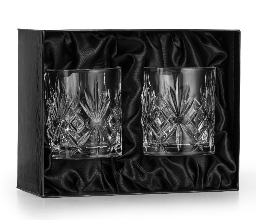 Coffret cadeau de 2 verres à whisky en cristal DIAMANTE haut de gamme