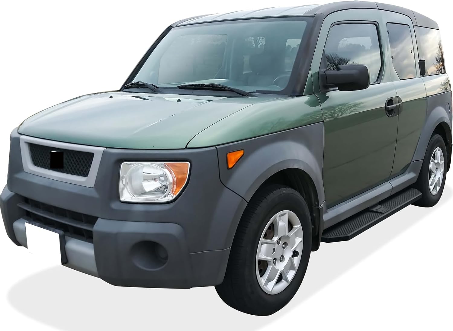 APS Black Stainless Steel Running Boards Style Compatible with Honda Element 2003-2011 (Exclude SC Model) (Side Steps Side Bars) 6in Wide