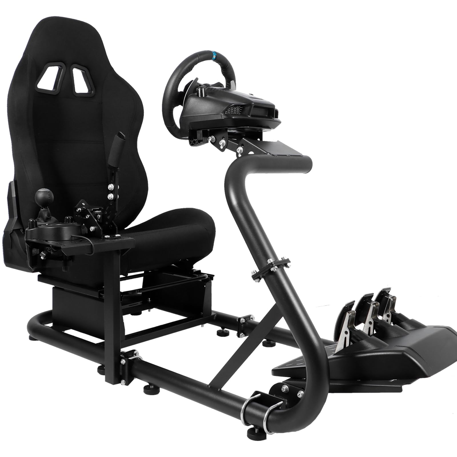 Marada Racing Sim Cockpit with Black Seat Fit for Logitech G29, for Thrustmaster, for Fanatec, for PXN, Adjustable Gaming Simulator Stand, Wheel,Pedal & Shifter Not Include