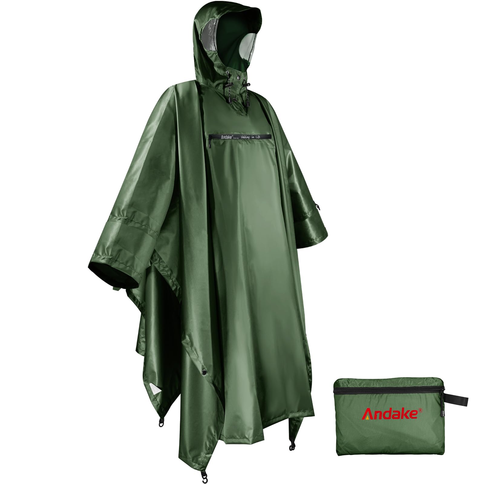Andake Poncho Uomo Donna Impermeabile Unisex Giacca da Pioggia Antivento Resistente alle Rughe Impermeabile riutilizzabile per Campeggio Escursionismo Outdoor e Uso Quotidiano