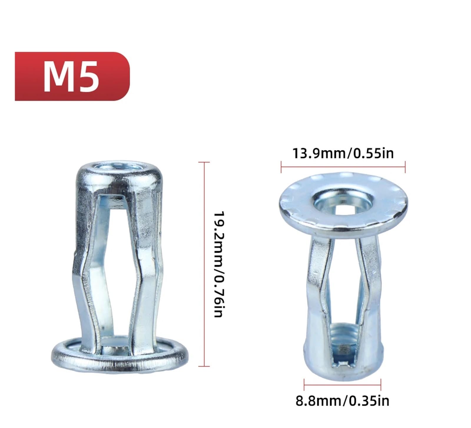 10 Sztuk/20 Sztuk/50 Sztuk M4 M5 M6 M8 Nakrętki Jack Zacisk Rozprężny Płatek Nit Nakrętki Zabezpieczające(M5,50pcs)