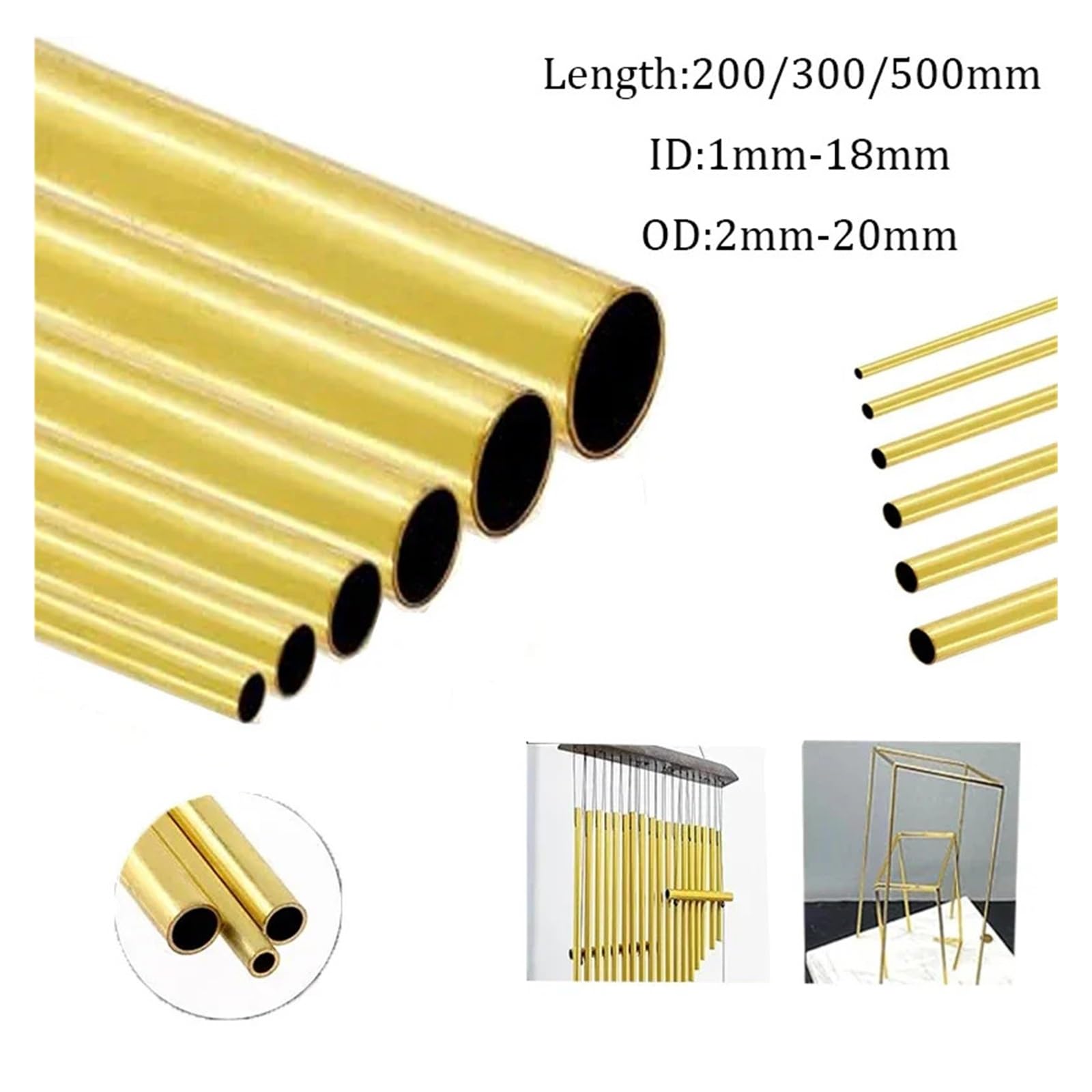 1Pc Spessore Della Parete In Ottone Tubo Di Rame 11/12/13/14/15/16/17/18/19/20/22/23/24/25mm OD 200/300/500mm Lunghezza Dritto(500mm,OD 16 x ID 14mm)