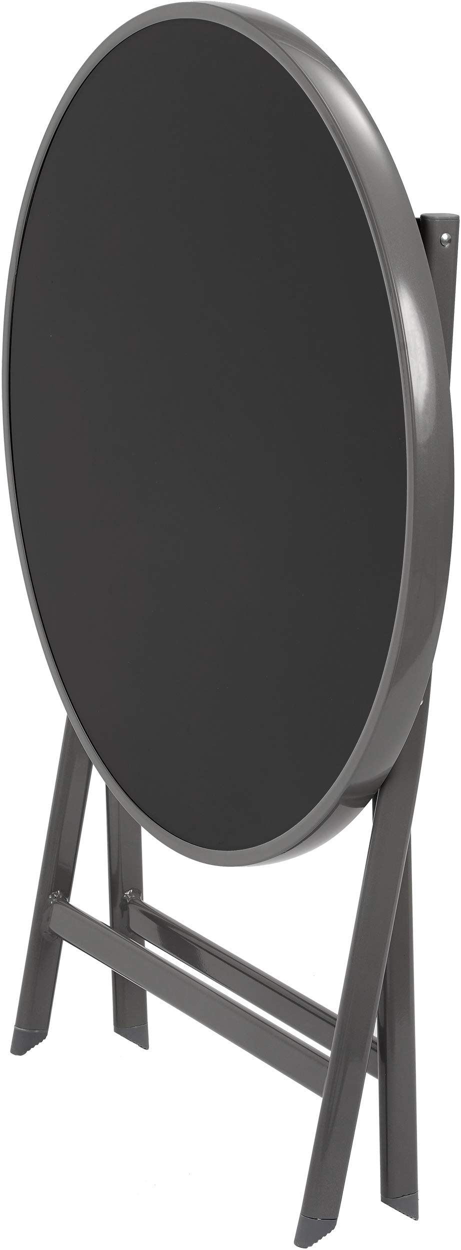 BRUBAKER Garten Sitzgruppe Milano - Wetterfest - Silbergrau | 1 Glastisch Klapptisch rund 70 cm Ø mit 2 Hochlehner Stühlen - Aluminium