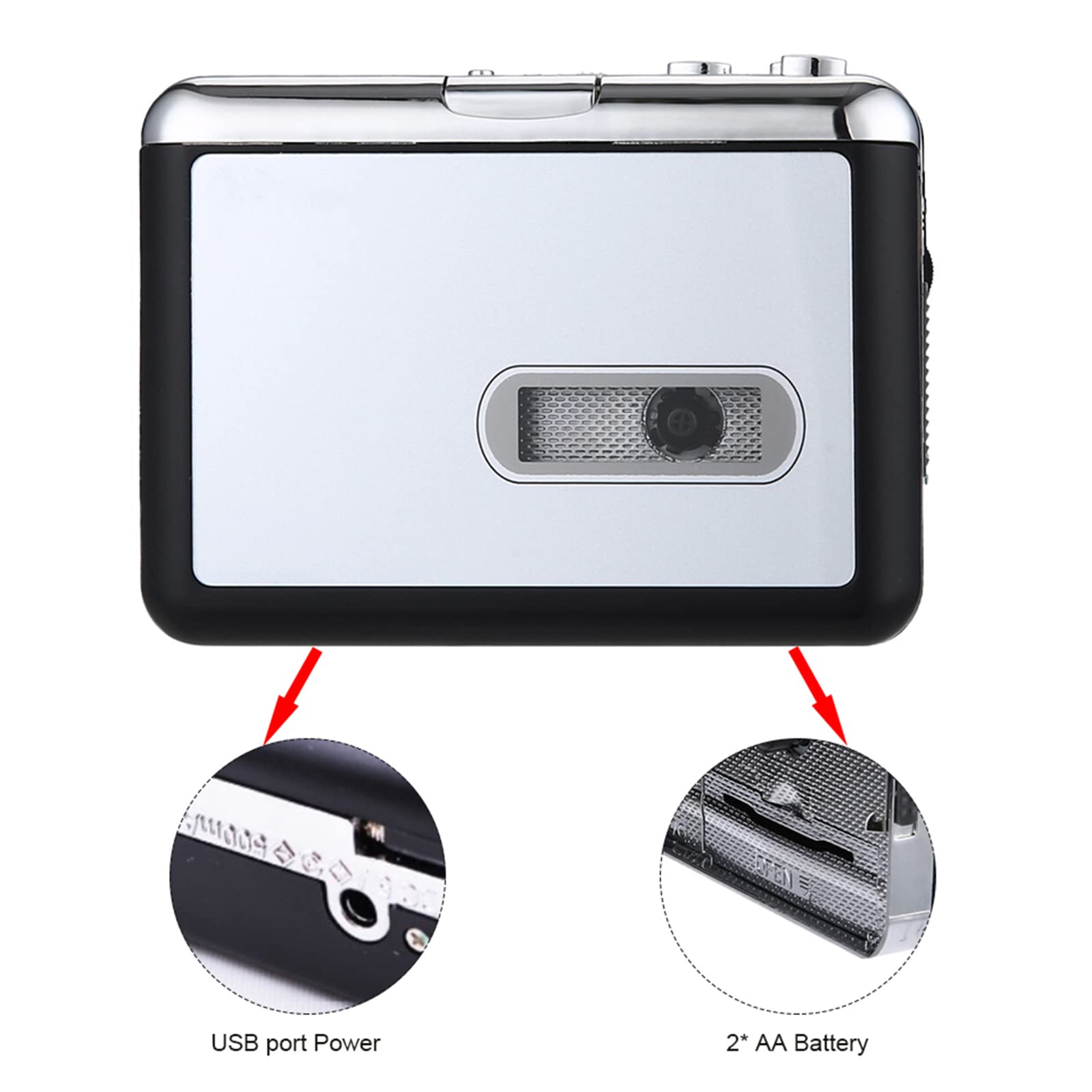 Lecteur de Cassettes, Conversion de Cassettes en MP3 / CD/Stockage USB, avec écouteur/câble USB Musique Lecteur Audio Walkman