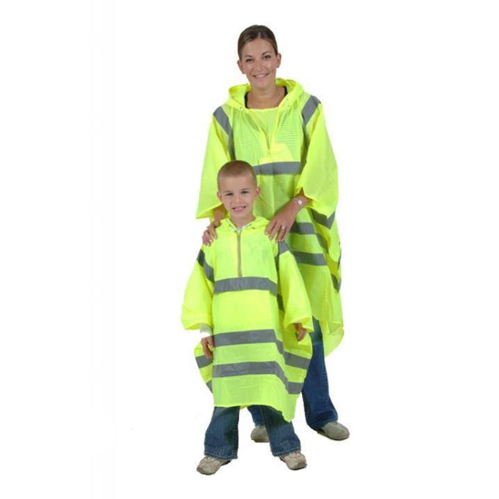 Eujgoov Poncho de Pluie Haute visibilité, Manteau de Pluie Réfléchissant Jaune Fluorescent avec Poche pour le Travail en Extérieur 55x41 Pouces