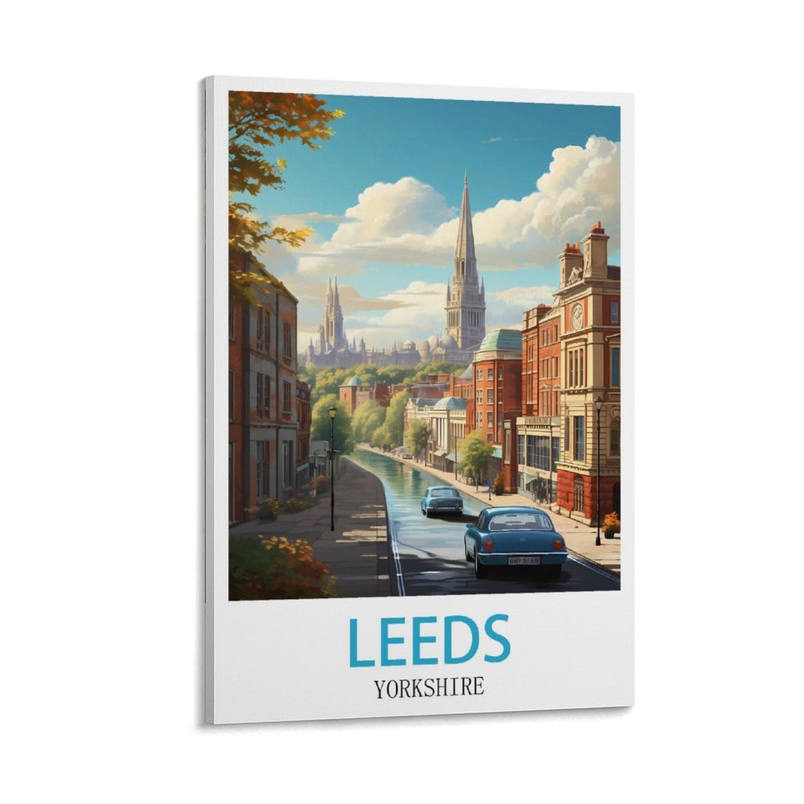 CEYHNO Leeds Yorkshire Vintage Travel Poster 16x24inch(40x60cm) Canvas Art Poster And Wall Art Picture Print Modern Family Bedroom Decor