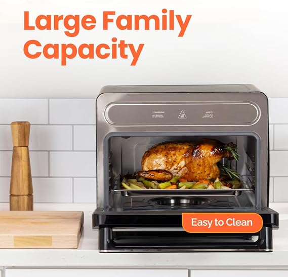 Nutricook Steami 24L Steam Air Fryer Oven 11-in-1 Convection Countertop Multi-Cooker with Real Steam Tech, Air Fry, Bake, Roast, Dehydrate, Sterilize, Stainless Steel Interior 1600W