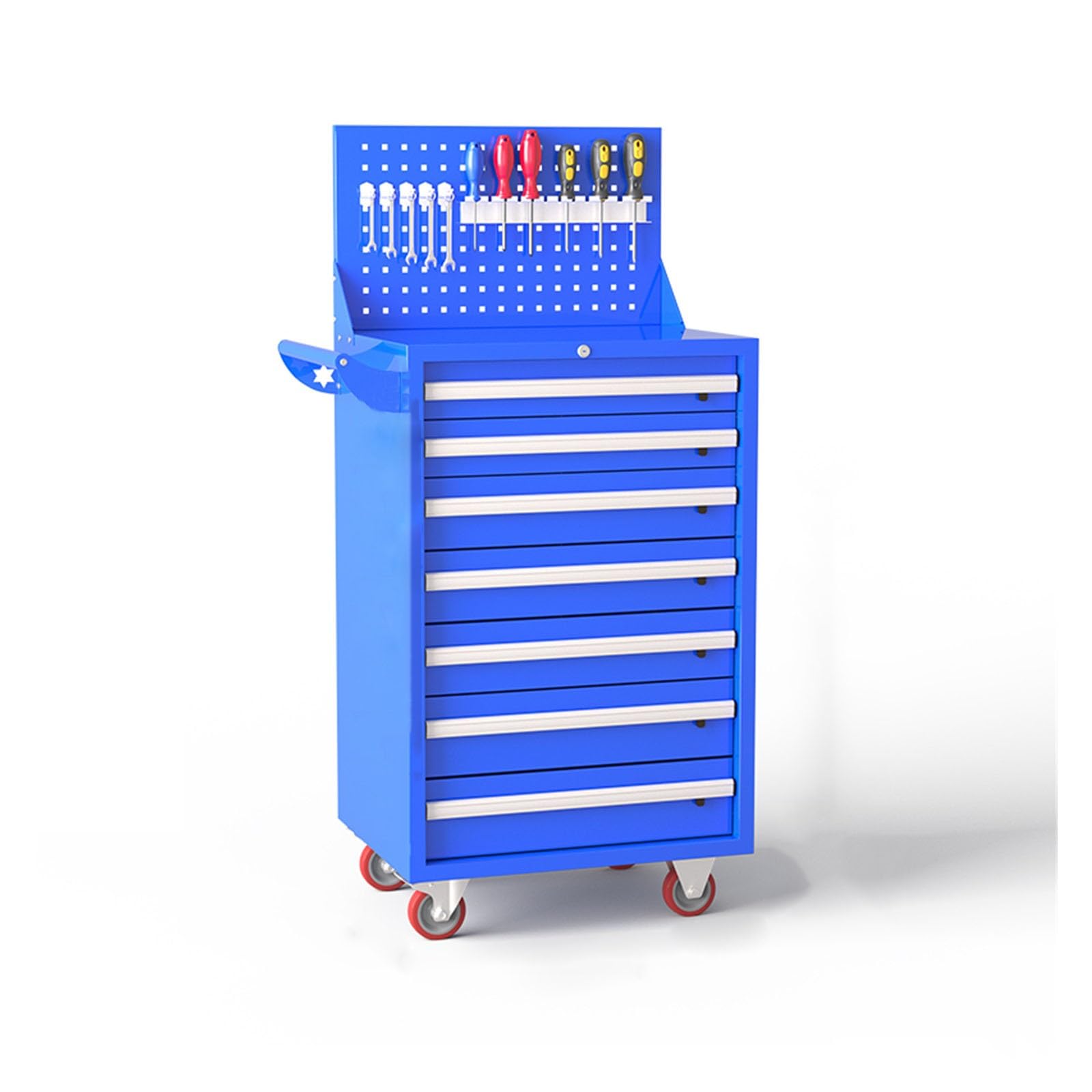 7 Drawer Rolling Tool Chest, Multifunctional Toolbox with Wheels, Organizer Box for Garage, Warehouse, Workshop, Repair Shop Storage and Toolbox(Blue)