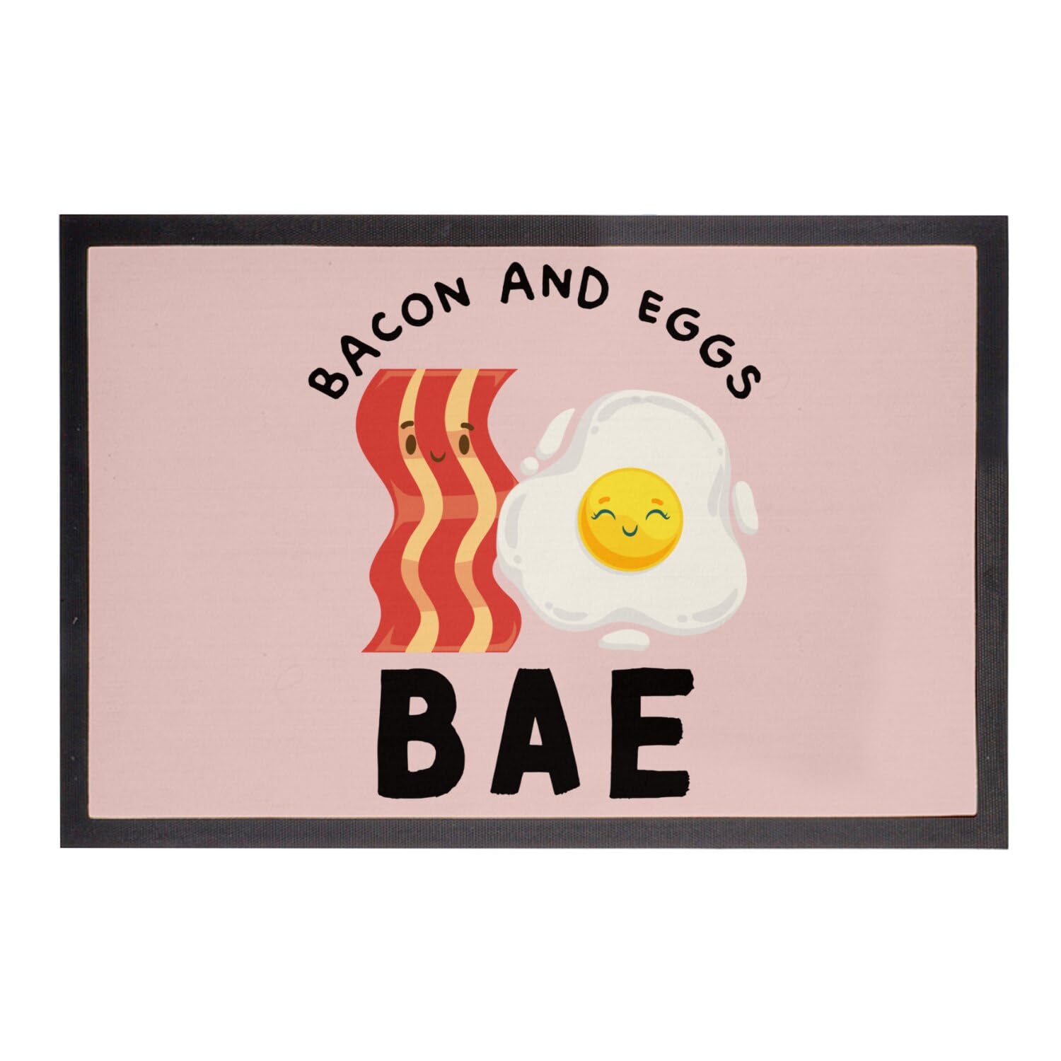 Paillasson rose Bae Bacon and Eggs 75x50cm pour decoration de cuisine ludique