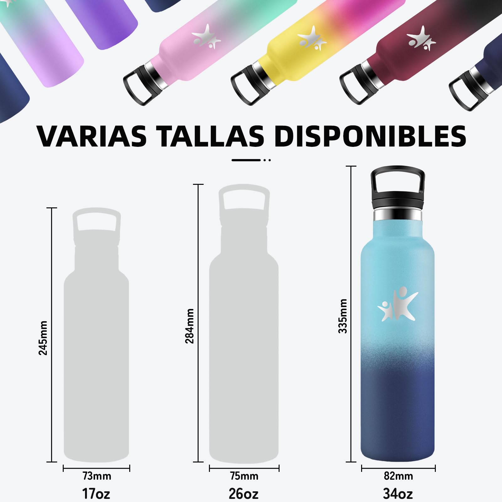 Trinkflasche Edelstahl, Sport Trinkflasche 1 liter, Thermosflasche Mit 2 Deckeln, Doppelwandige Vakuumisolierte, Sporttrinkflaschen 1l Auslaufsicher, Wasserflasche für Reisen, Wandern, Fitness, Gym