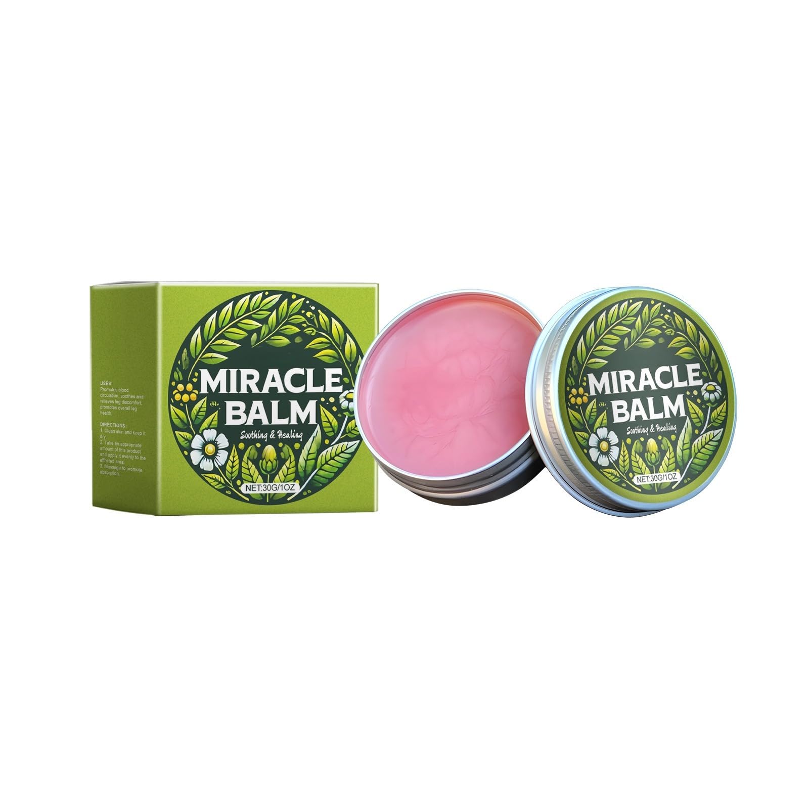 Miracle Balm, Organic Miracle Balm, Natural Ingredients, for Legs, Arms, Back Relaxed and Comfortable-2Pack